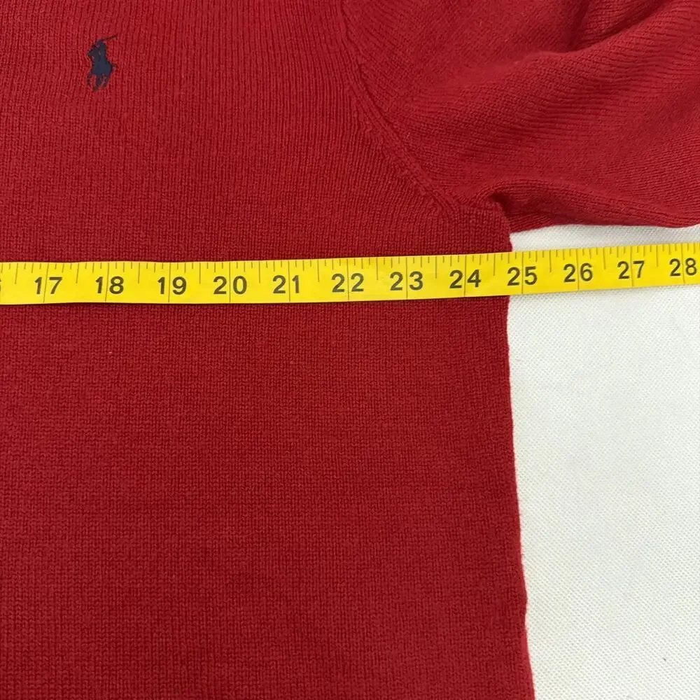 Polo Ralph Lauren Mens sz X-Large Red 100% Lambs Wool V-Neck Sweater